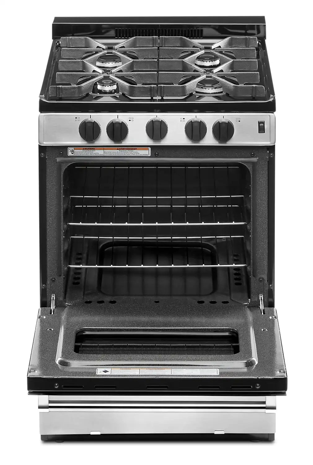 Cuisinière à gaz autoportante Whirlpool 24" 3 pi³ en acier inoxydable avec brûleurs scellés et AccuSimmer WFG500M4HS