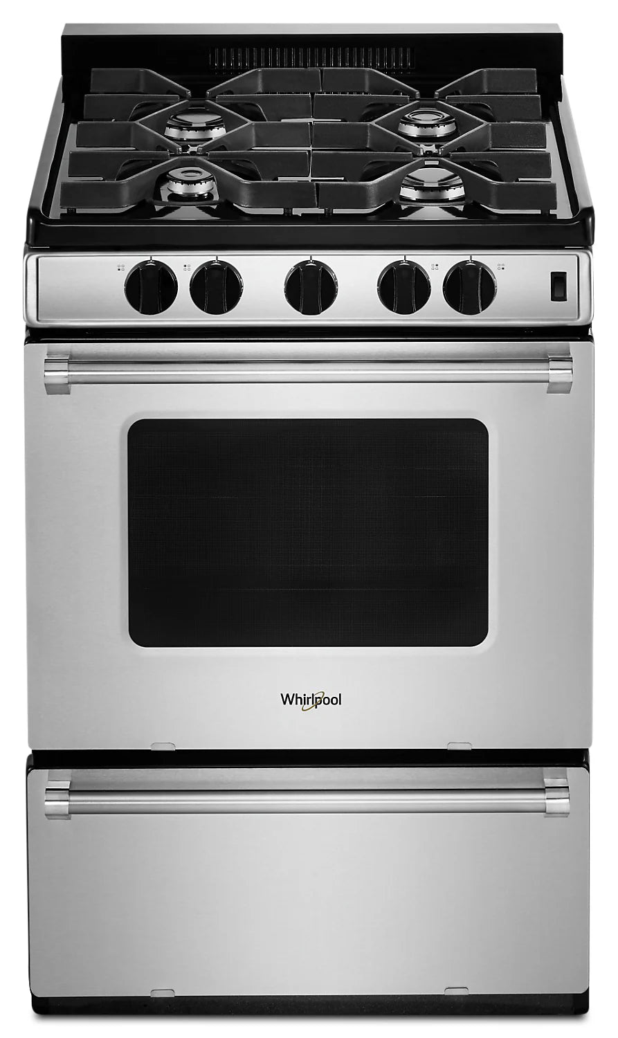 Cuisinière à gaz autoportante Whirlpool 24" 3 pi³ en acier inoxydable avec brûleurs scellés et AccuSimmer WFG500M4HS