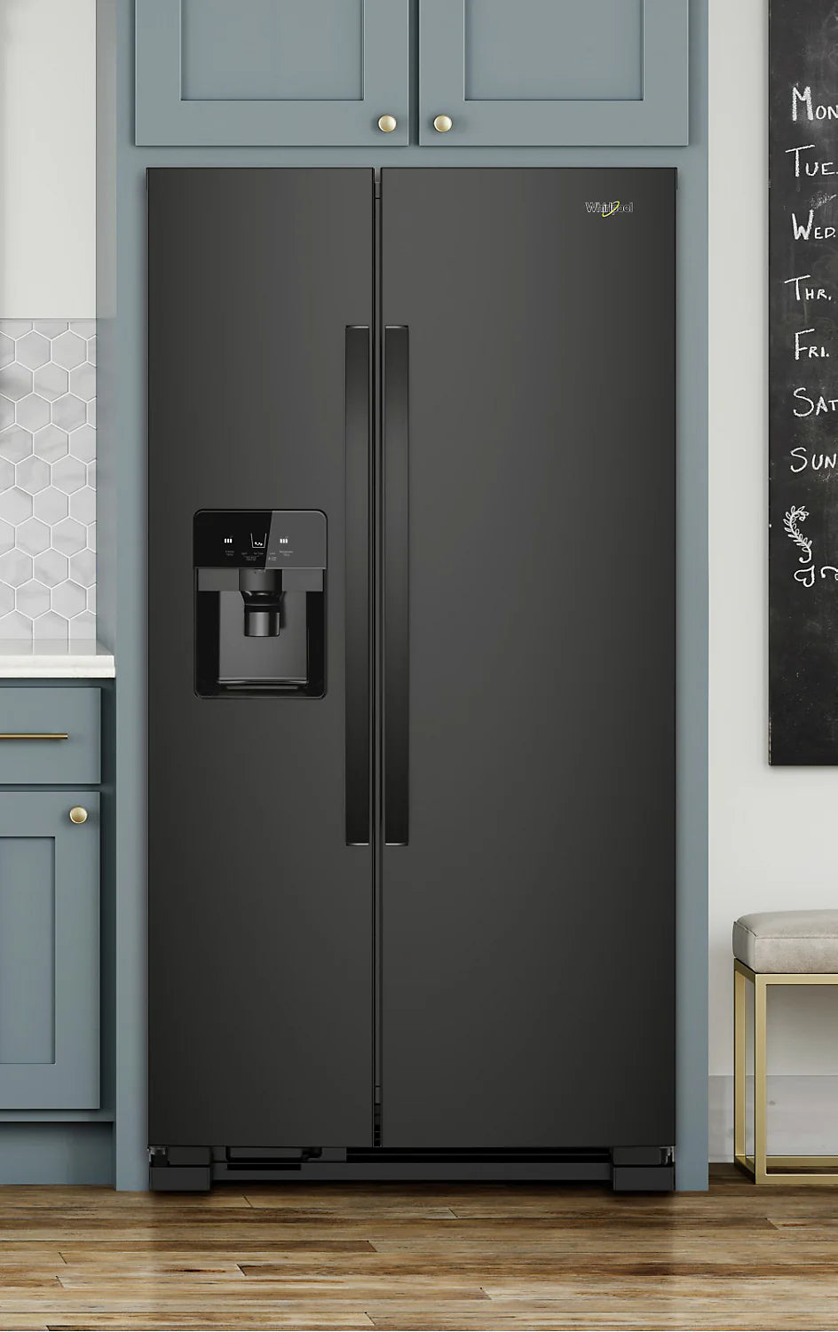 Réfrigérateur Whirlpool 25 pi³ Côte à Côte 36" Noir Brillant