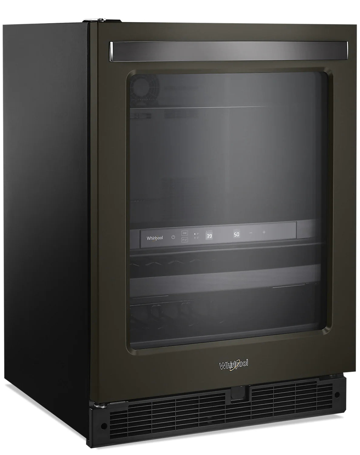 Refroidisseur à vin Whirlpool WUB50X24HV en acier inoxydable noir à 2 zones de 24 po