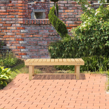 Banc de jardin extérieur en bois de 43,25 po, sans dossier, pour patio, causeuse en bois de sapin, pour jardin, parc, double siège, chaise sans accoudoirs pour 2 personnes, meubles de terrasse, naturel