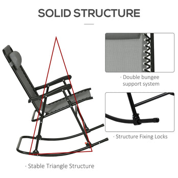 Ensemble de 2 chaises à bascule pliables pour Patio, avec siège et dossier en maille respirante, appui-tête pour parc, arrière-cour, jardin, gris