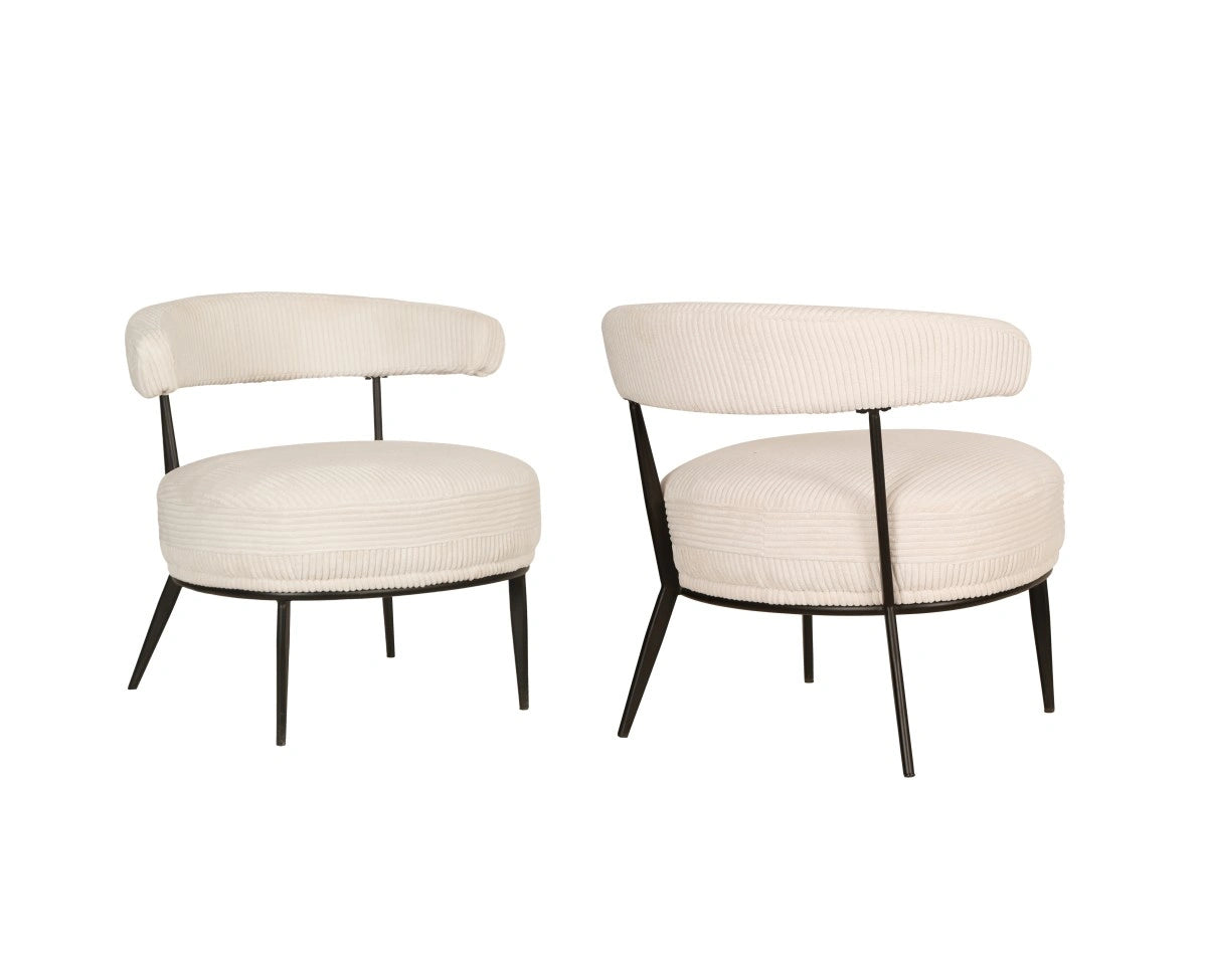 Ariana Armchair in Cream Textured Fabric - Modern Design