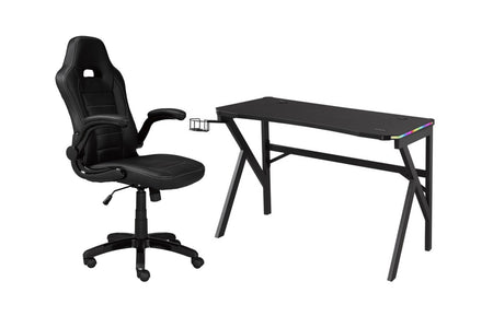 ENSEMBLE BUREAU ET CHAISE GAMING, NOIR ( Meuble Mtl )