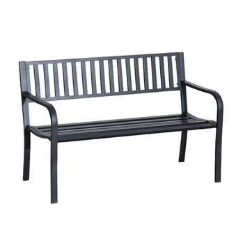 Banc de jardin en acier de 50 pouces, chaise de parc d'arrière-cour en métal, mobilier de siège d'extérieur, noir