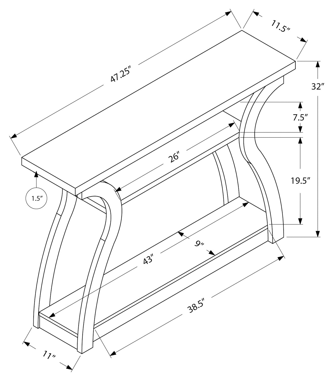 ACCENT TABLE - 47"L / WHITE HALL CONSOLE
