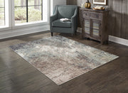 Tapis contemporain Kai 7x9 | Beige et Argent au fini vieilli