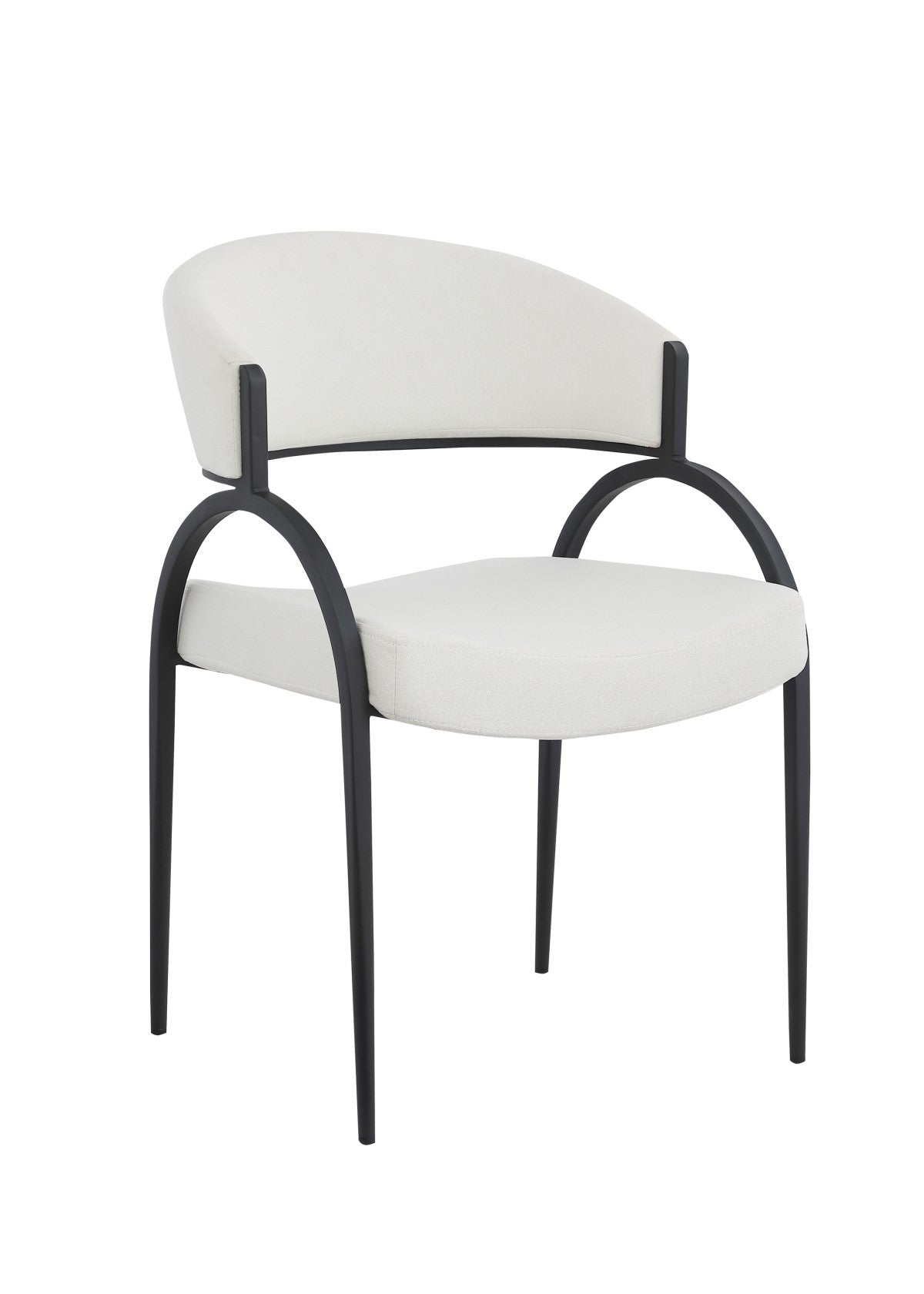 Chaises Alessia en tissu crème | Cadre courbé en fer noir (Duo)