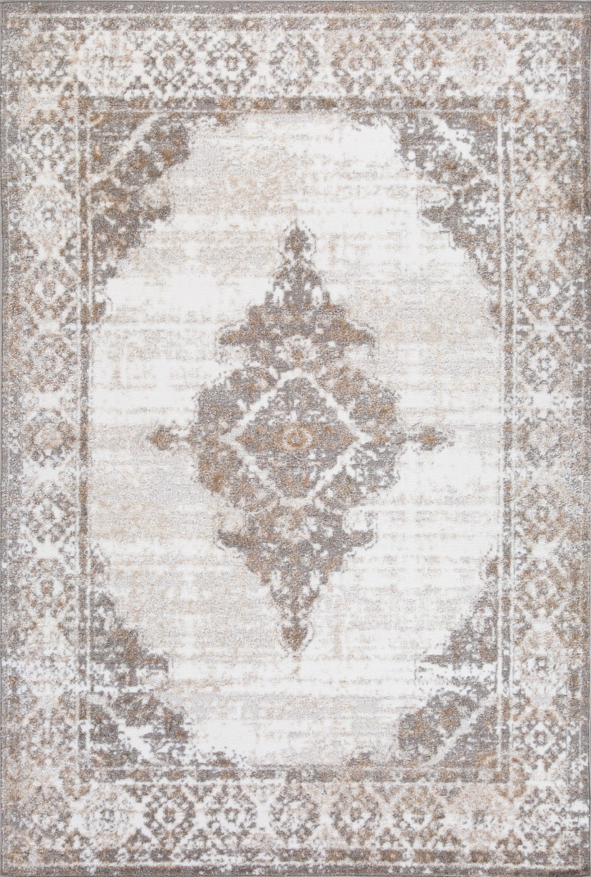 Tapis transitionnel Uptown 7x9 | Style vintage gris et crème