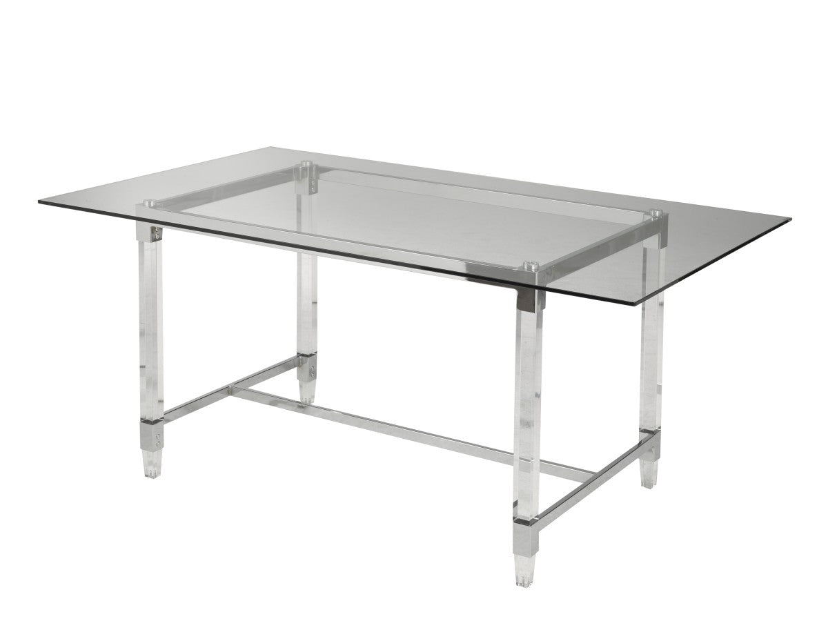 Alaska Silver Dining Table - Glass and Acrylic Legs