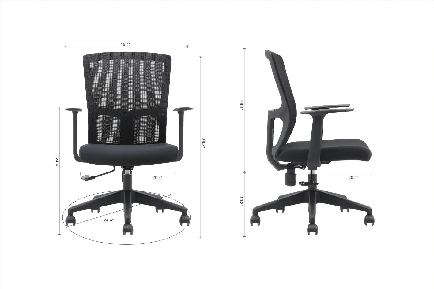 Fauteuil de bureau Abel Noir | Mousse haute densité et design moderne