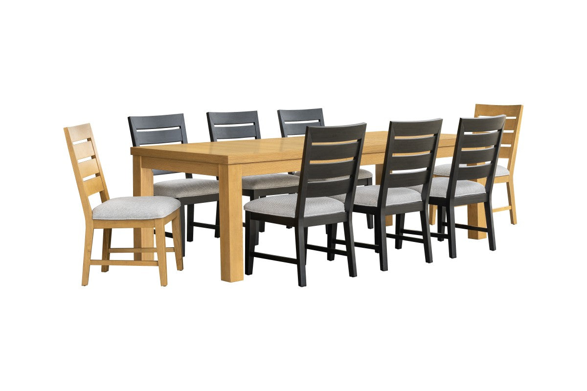 Ottilie Chêne et Noir - Ensemble de salle à manger | Table extensible et bois massif