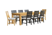 Ottilie Chêne et Noir - Ensemble de salle à manger | Table extensible et bois massif