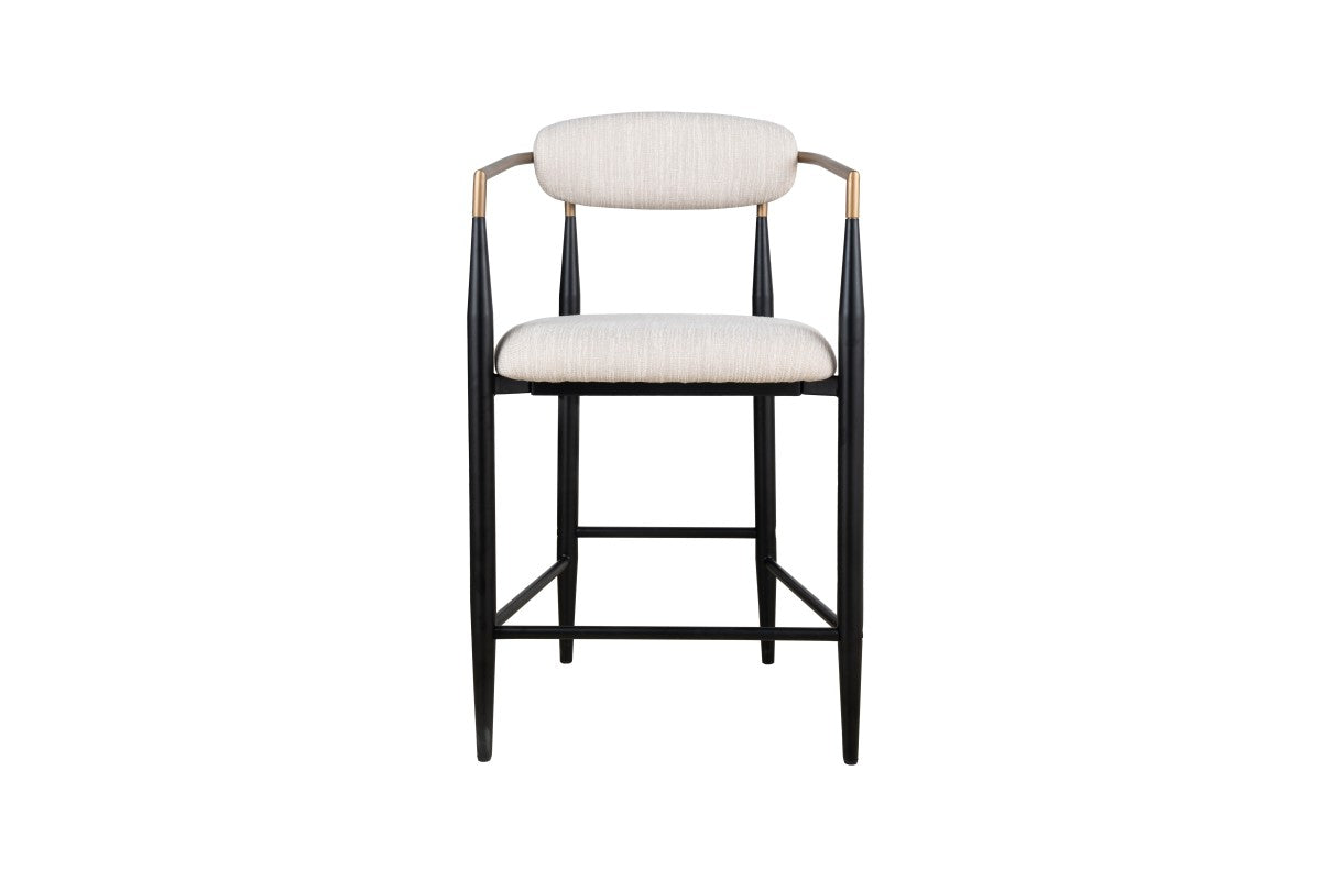 Ensemble de 2 Tabourets de Comptoir Mykos - Tissu Beige