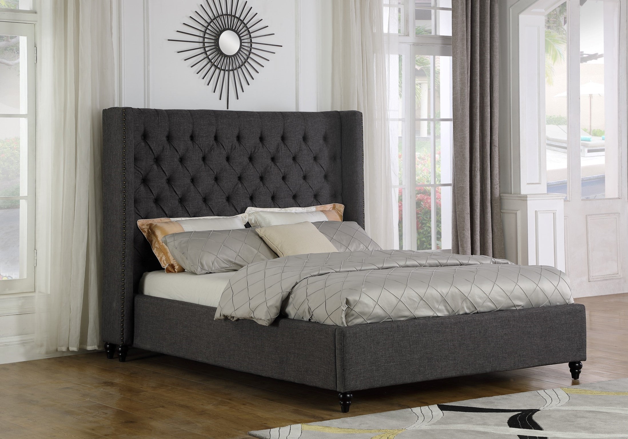 LIT PLATEFORME KING - GRIS ( Meuble Mtl )