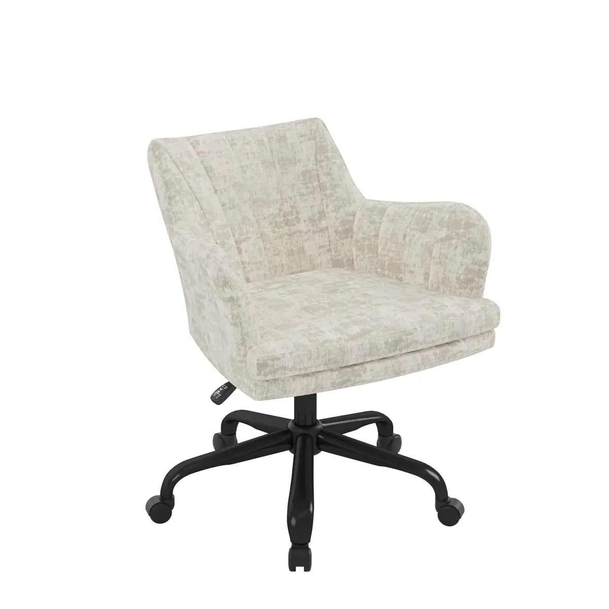 Chaise de travail Francie en tissu beige | Accents capitonnés et pivotant