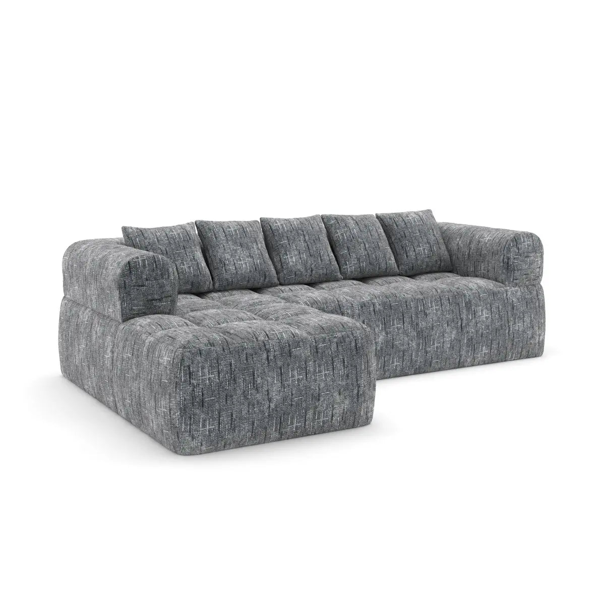 Sectionnel en tissu gris Mason | Confort pocket coil et mousse 30D
