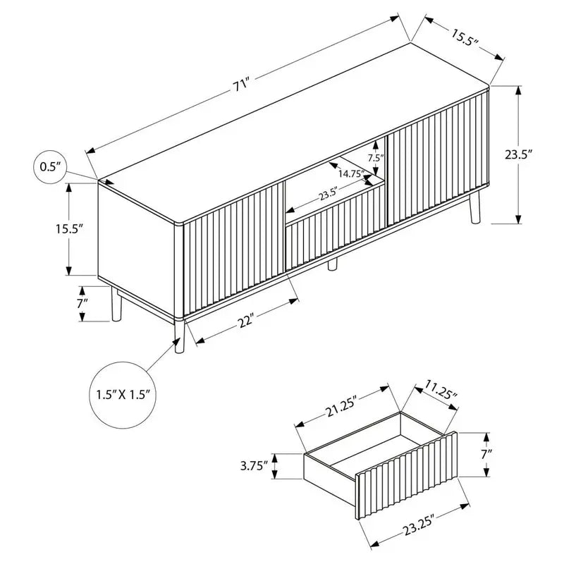 Meuble TV Monarch I 2834 — 183 cm, noyer clair