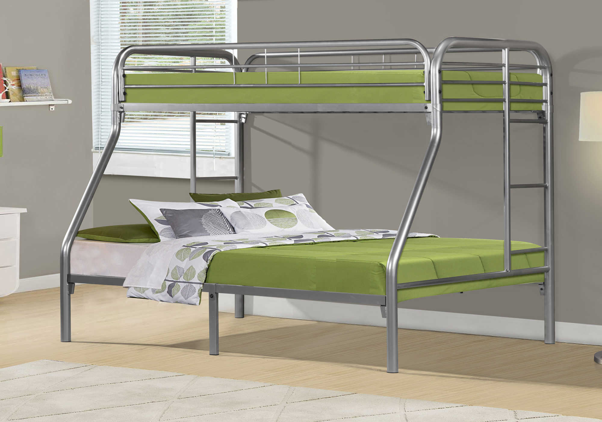 Lit superposé – lit simple / lit double / structure en métal argenté :I 2231S
