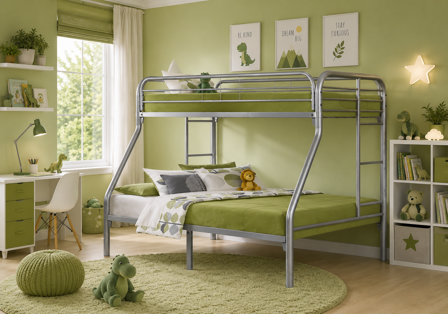 Lit superposé – lit simple / lit double / structure en métal argenté :I 2231S