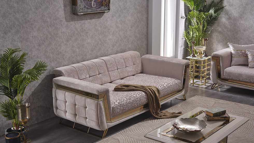 Ensemble de canapé MAXIMO beige et doré (3+2+1) 