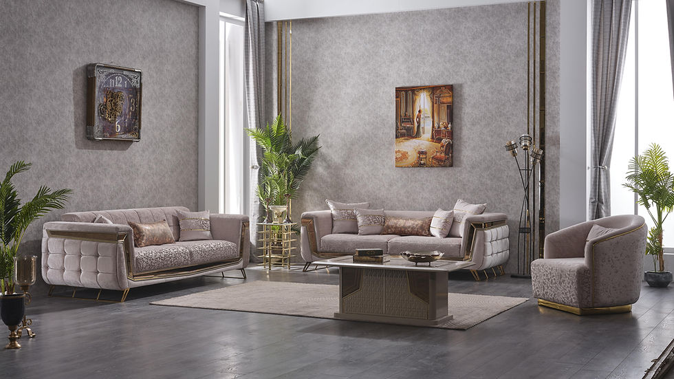 Ensemble de canapé MAXIMO beige et doré (3+2+1) 