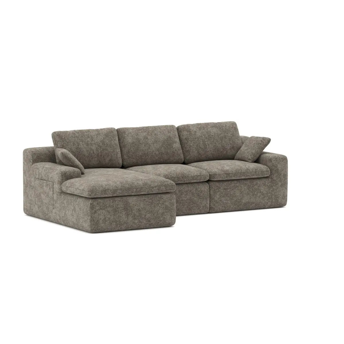 Grand sectionnel en tissu brun | Confort Pocket Coil et mousse 30D
