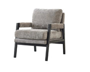 Fauteuil Carlo en chenille grise - Cadre noir minuit
