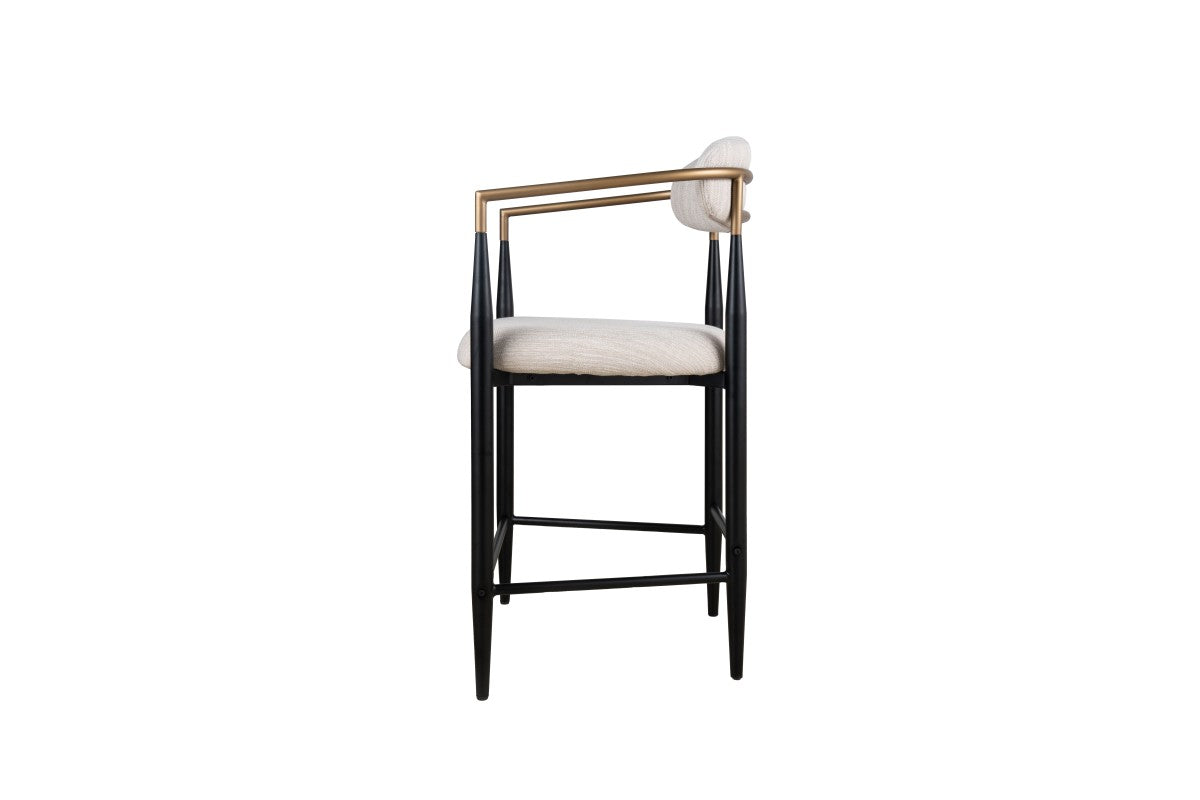 Ensemble de 2 Tabourets de Comptoir Mykos - Tissu Beige