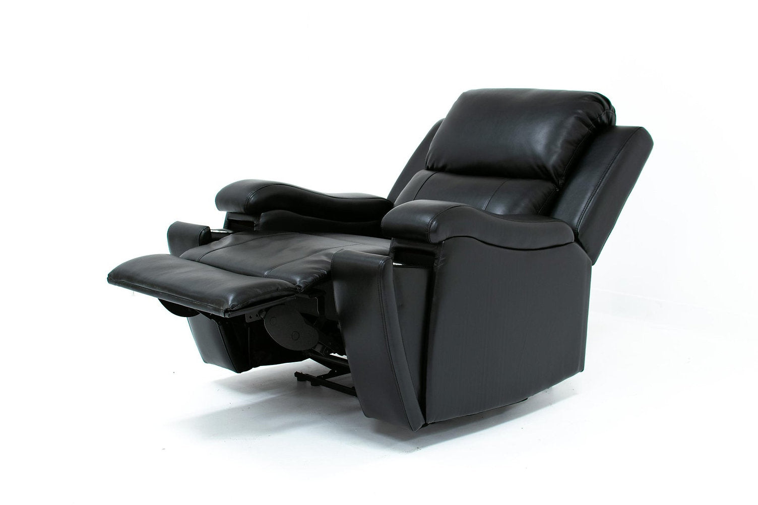 Ensemble de fauteuils inclinables 3 pièces (gel de cuir noir) ( Meuble Mtl )