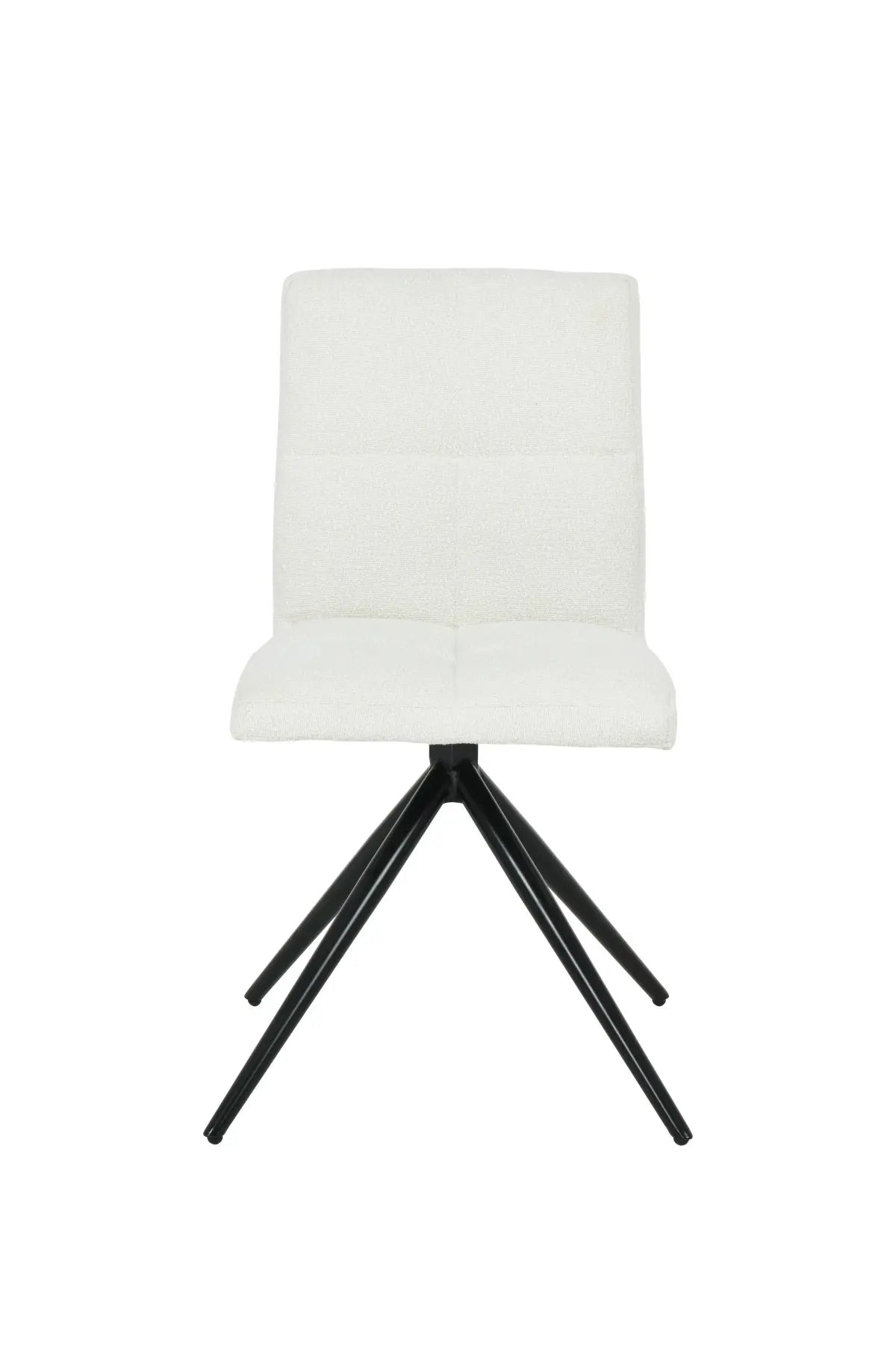 Chaises Ethal en tissu texturé blanc | Dossier capitonné et pattes noires