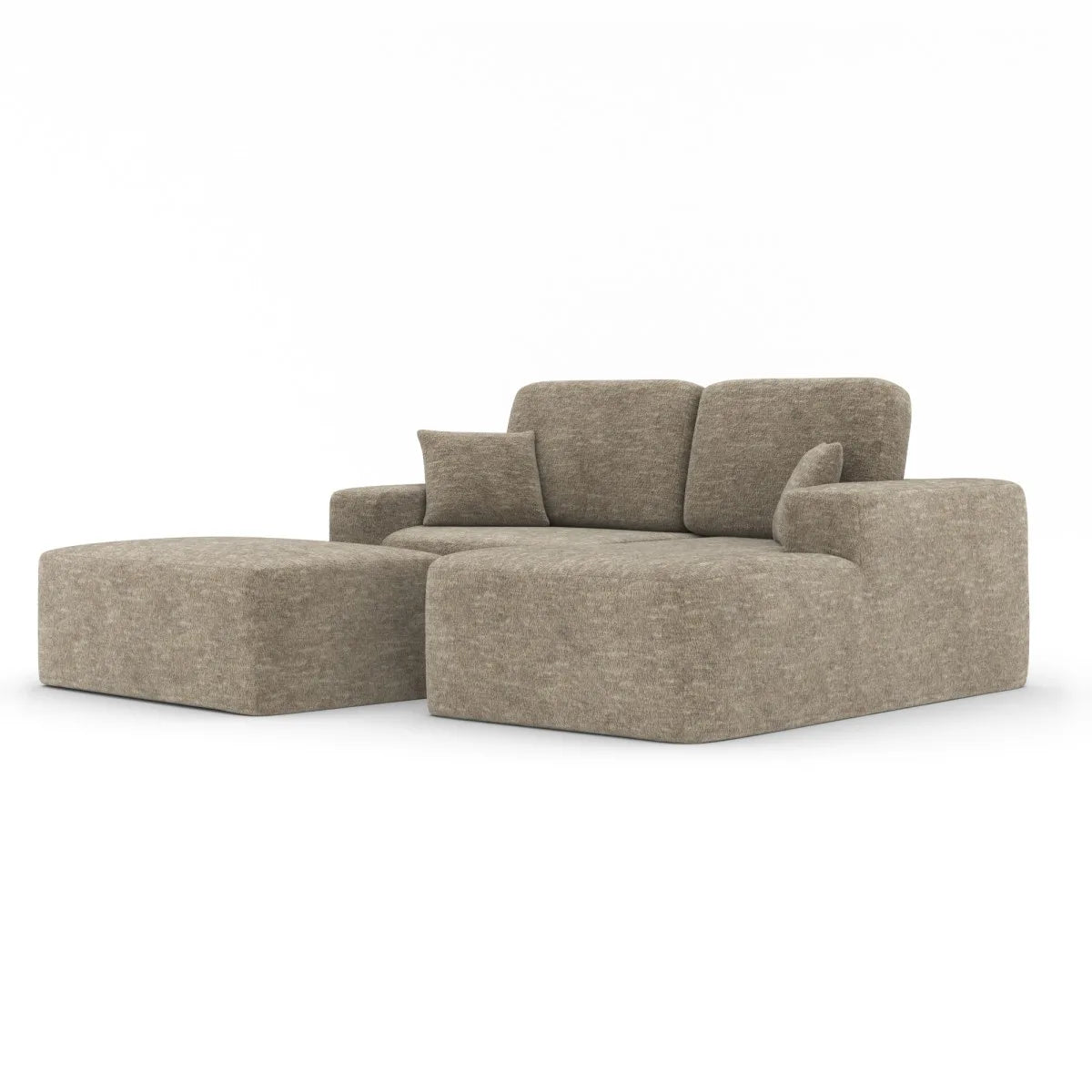Simone : Sectionnel Taupe Chic avec Ottoman et Ressorts