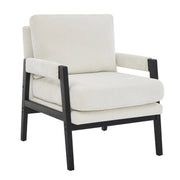 Fauteuil Carlo en chenille beige - Cadre noir minuit