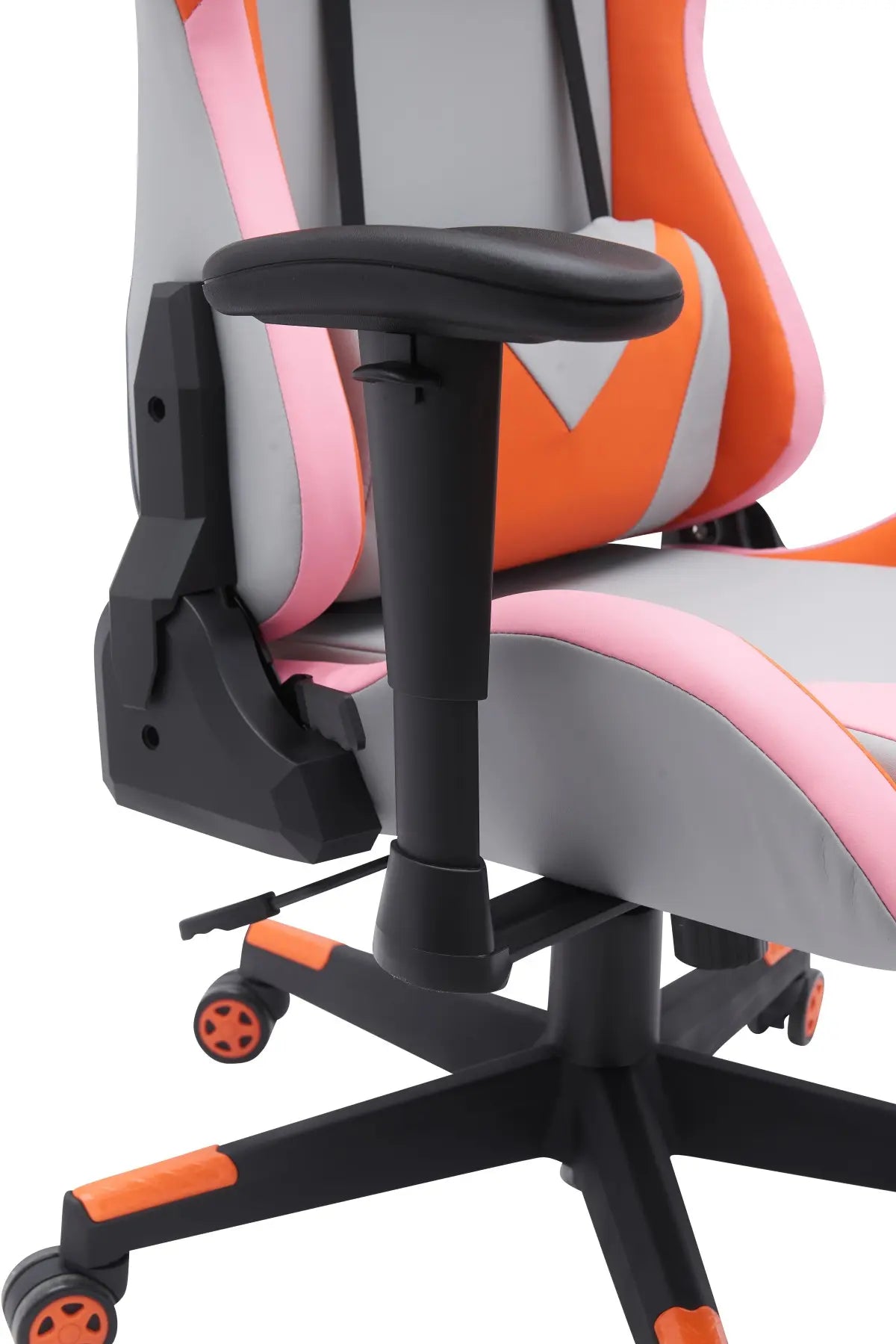 High-Performance Gaming Chair | Grey/Orange with Lumbar Support