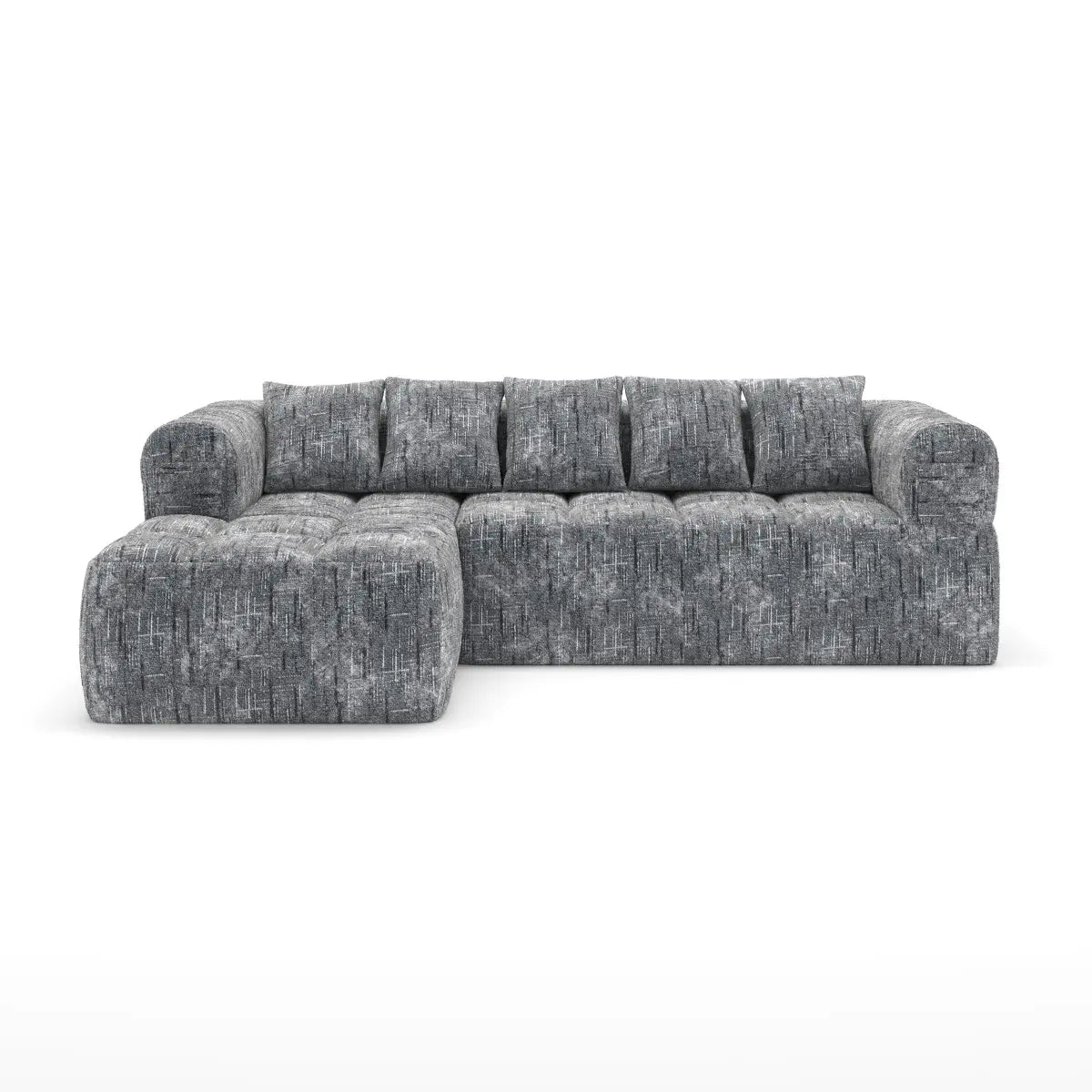Sectionnel en tissu gris Mason | Confort pocket coil et mousse 30D
