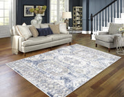 Tapis contemporain Parksdale 7x9 | Bleu et Gris fini utilisé