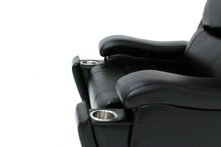 Ensemble de fauteuils inclinables 3 pièces (gel de cuir noir) ( Meuble Mtl )