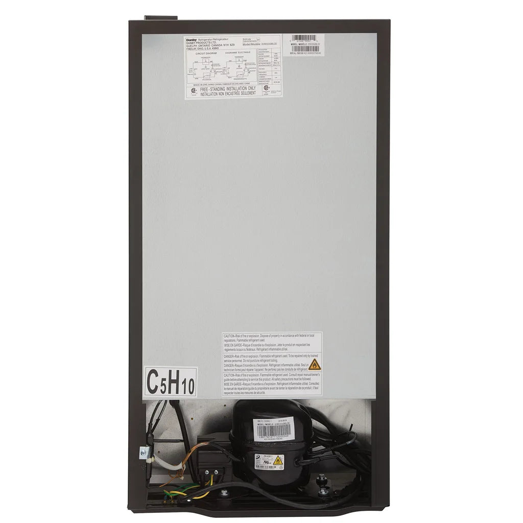 Danby 3.2 cu. ft. Compact Refrigerator with Freezer, Stainless Steel
