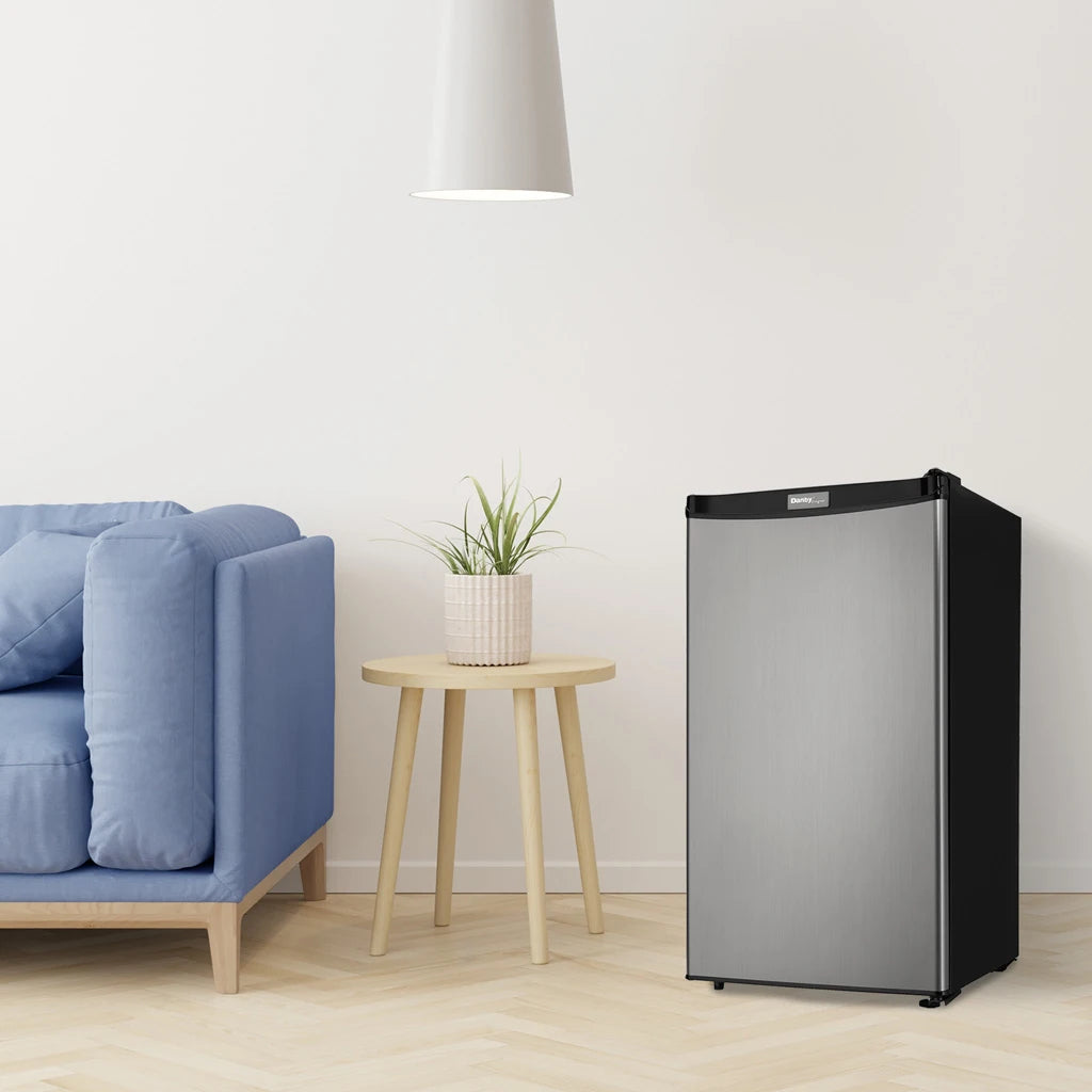 Danby 3.2 cu. ft. Compact Refrigerator with Freezer, Stainless Steel