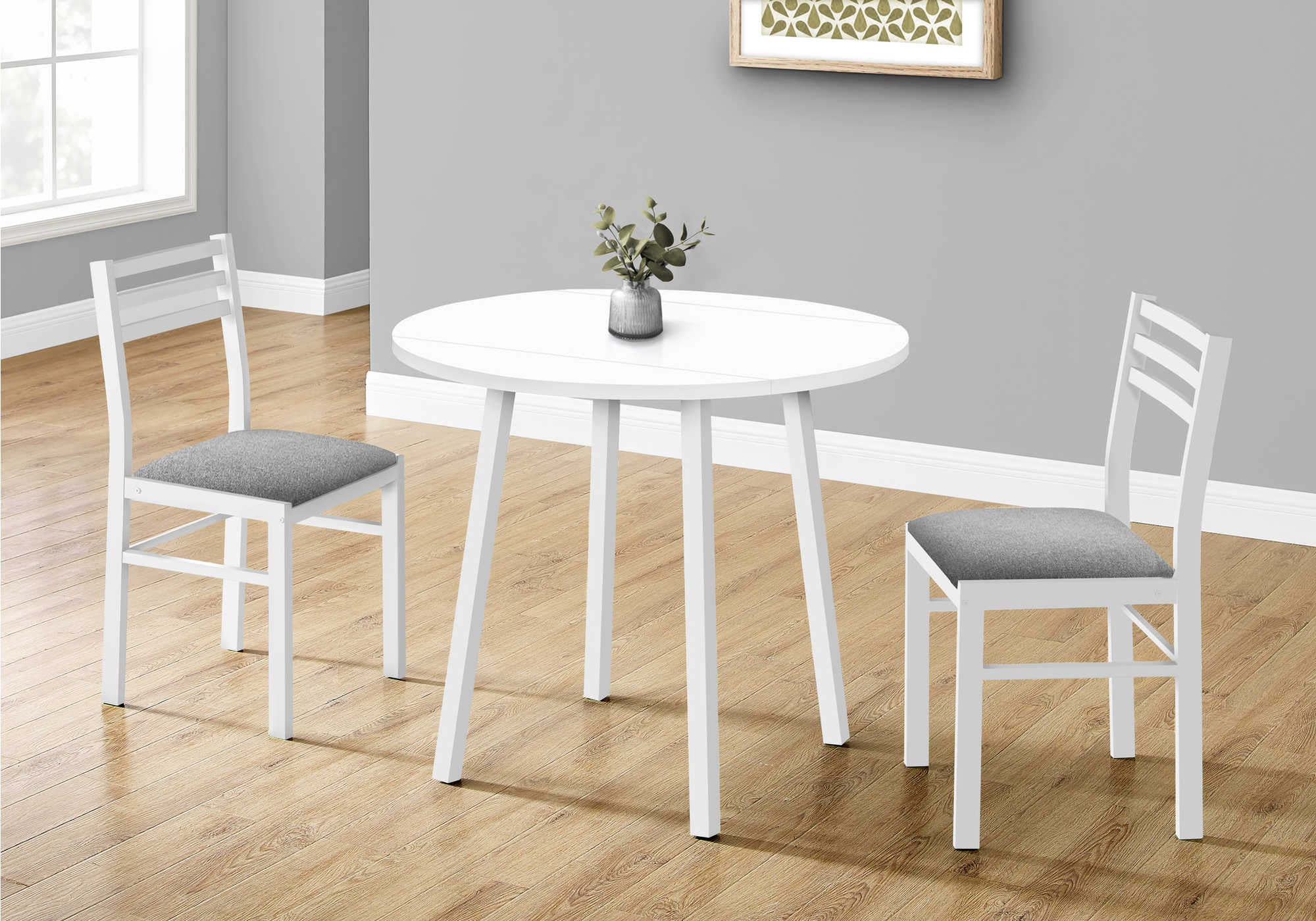 ENSEMBLE SALLE À MANGER - ENSEMBLE 3 PIÈCES / DESSUS BLANC / MÉTAL BLANC / I 1011