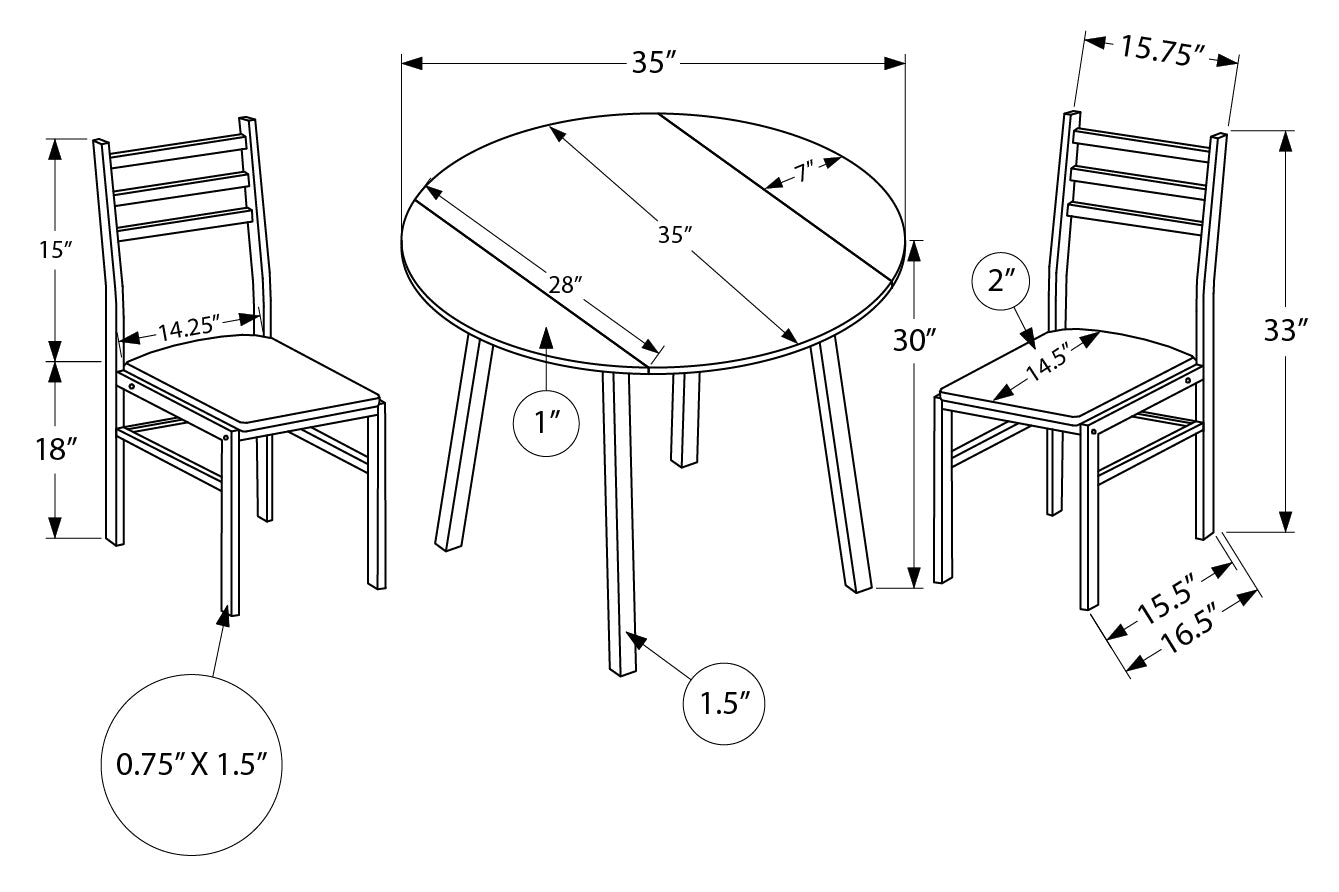 ENSEMBLE SALLE À MANGER - ENSEMBLE 3 PIÈCES / DESSUS BLANC / MÉTAL BLANC / I 1011