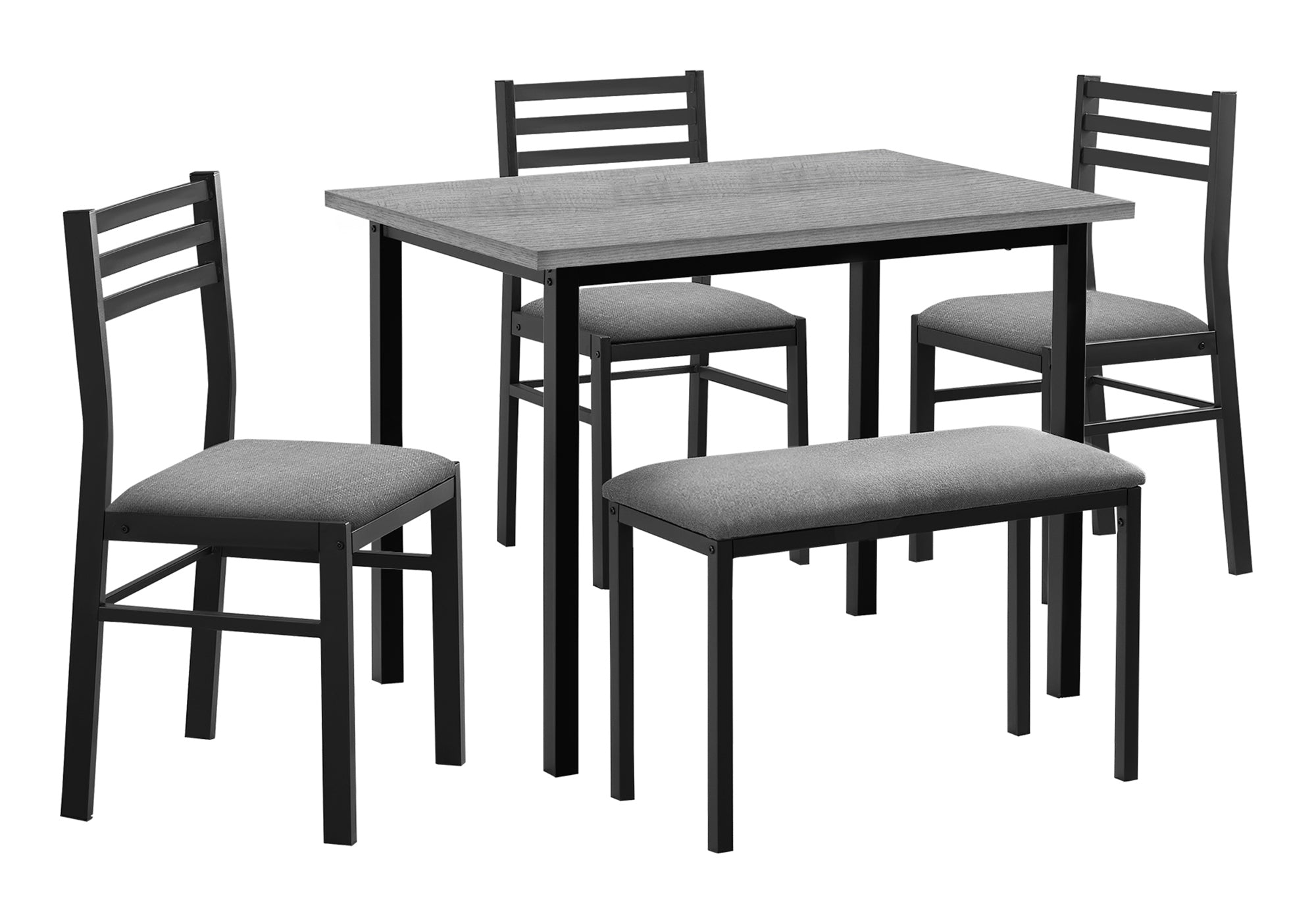 ENSEMBLE DE SALLE À MANGER - 5 PIÈCES / PLATEAU GRIS / MÉTAL NOIR I 1037