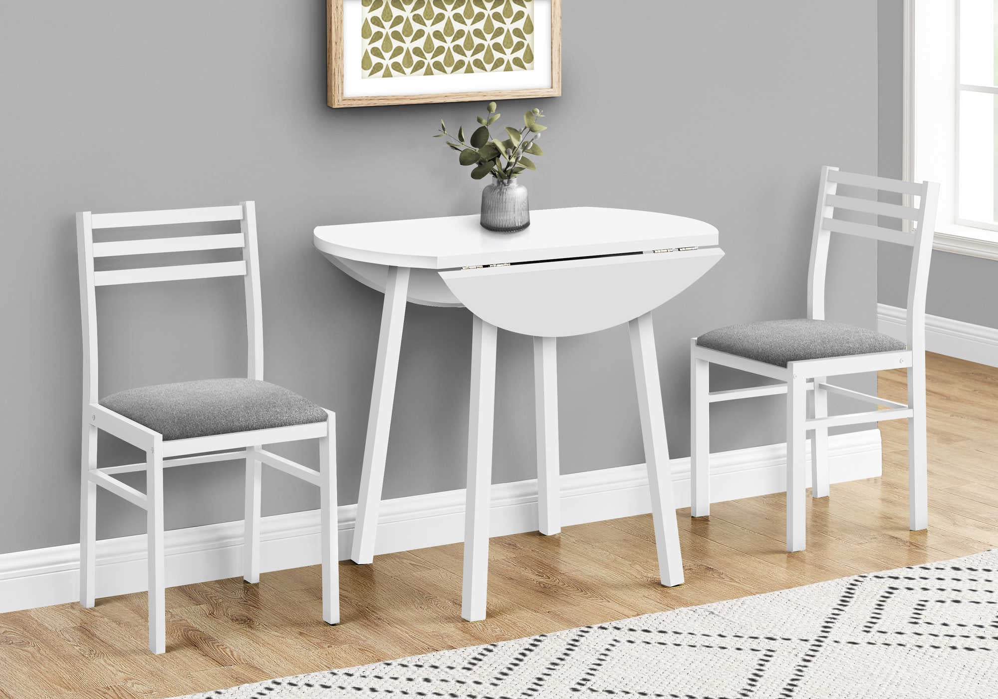 ENSEMBLE SALLE À MANGER - ENSEMBLE 3 PIÈCES / DESSUS BLANC / MÉTAL BLANC / I 1011