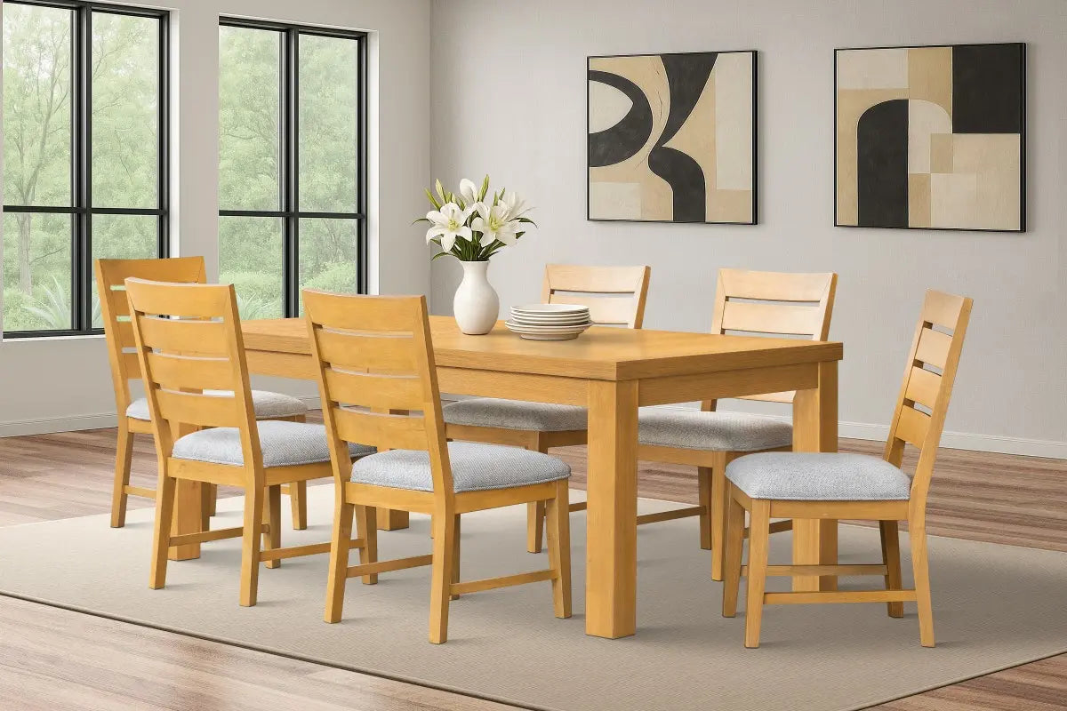 Ensemble de salle à manger Ottilie Miel | Table extensible de 95 po en bois massif