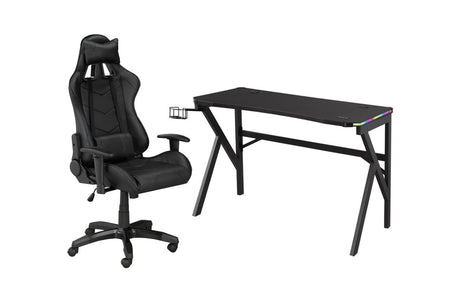 ENSEMBLE BUREAU ET CHAISE GAMING, NOIR ( Meuble Mtl )