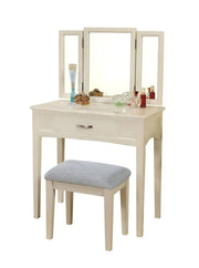 Coiffeuse moderne Leilani Blanche | Ensemble 3 pièces avec tiroir