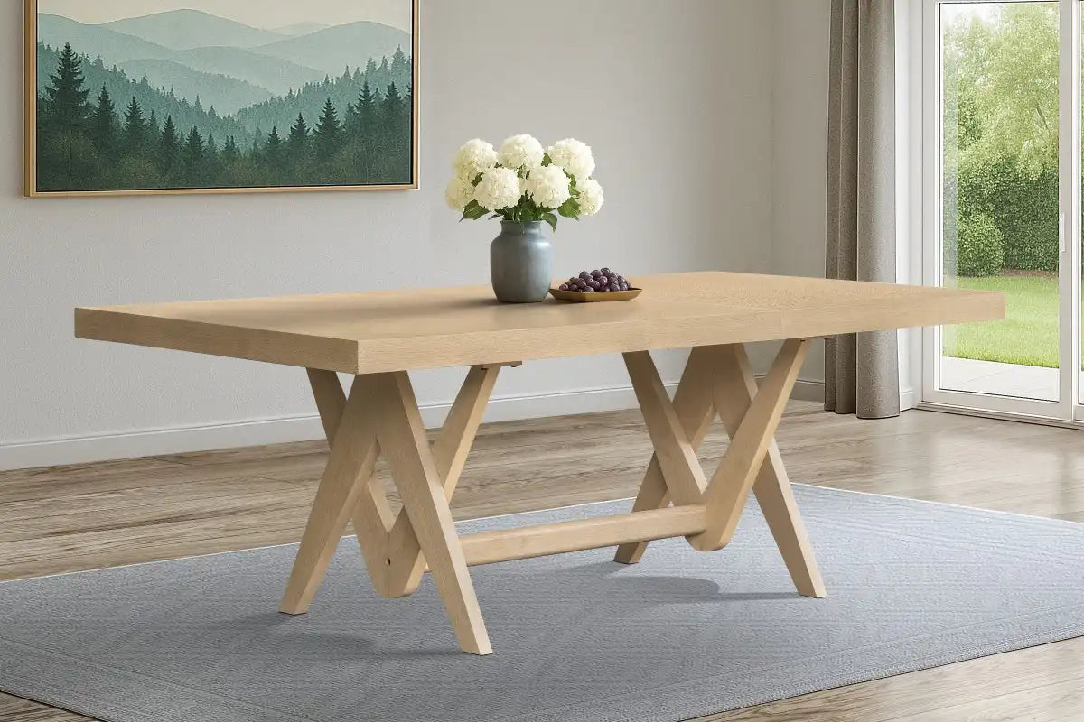 Cosima Natural Dining Set | Solid Acacia & Geometric Base