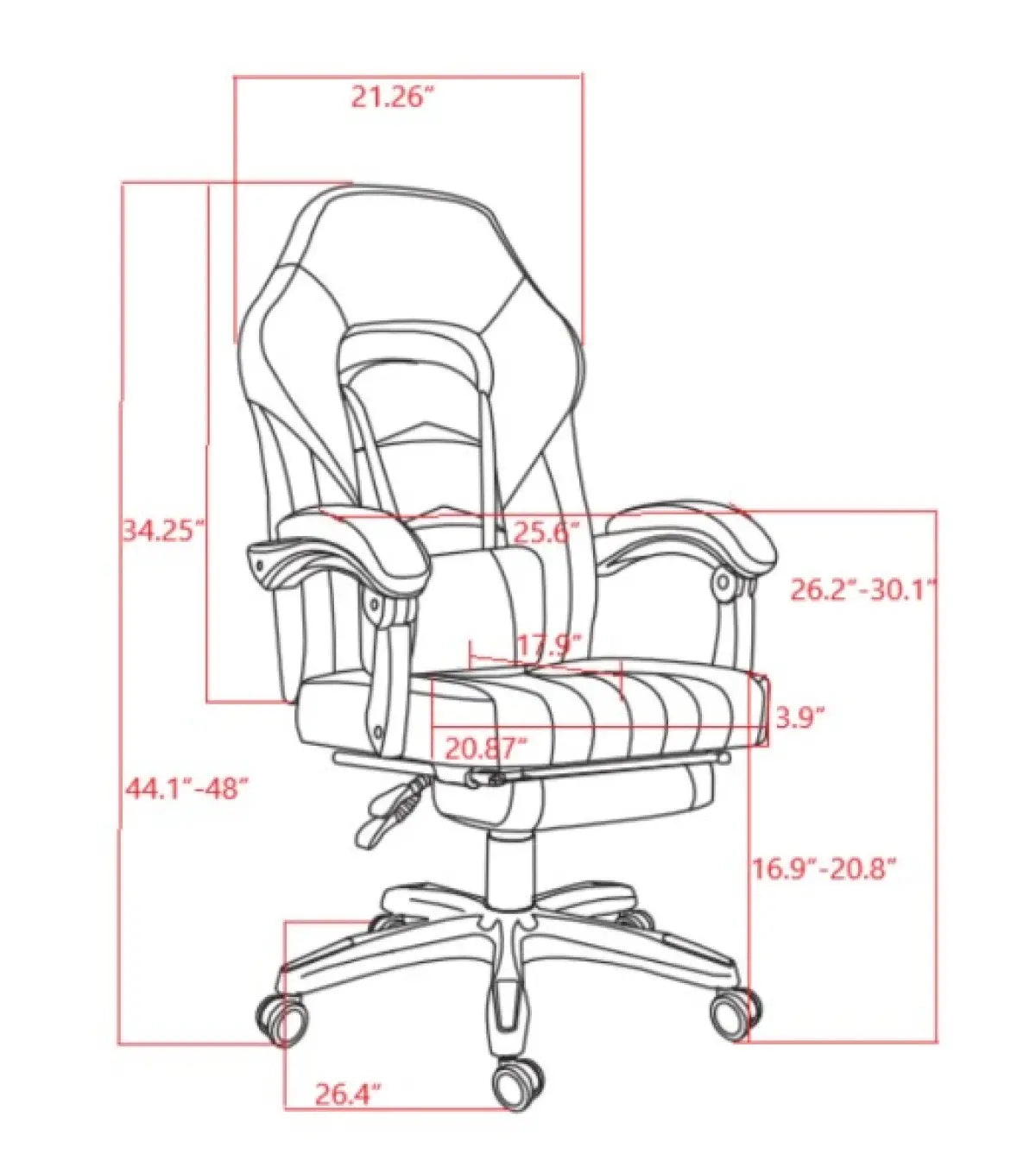Fauteuil de gaming ergonomique Brassex | Noir/Gris avec support lombaire