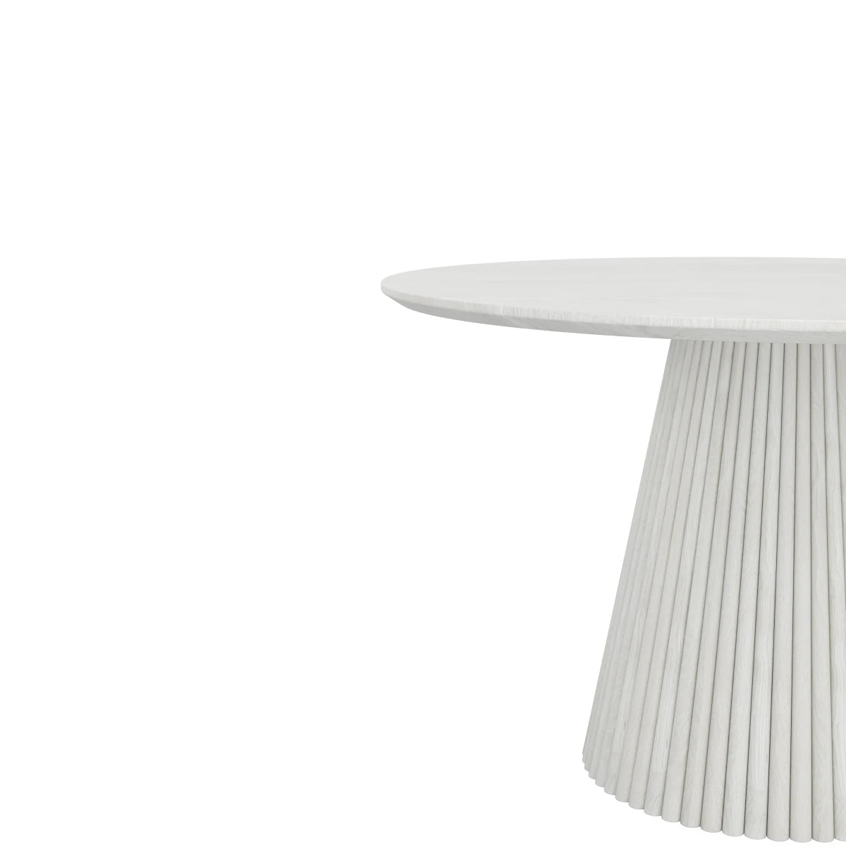 Akira Round Wood Dining Table - Washed White Finish