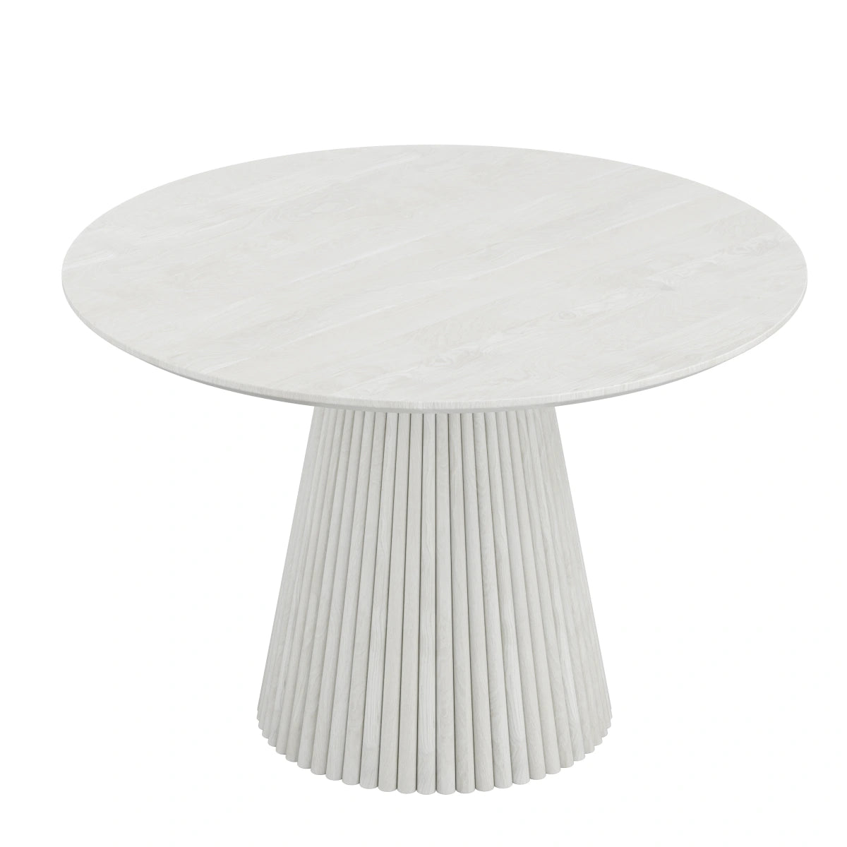 Akira Round Wood Dining Table - Washed White Finish